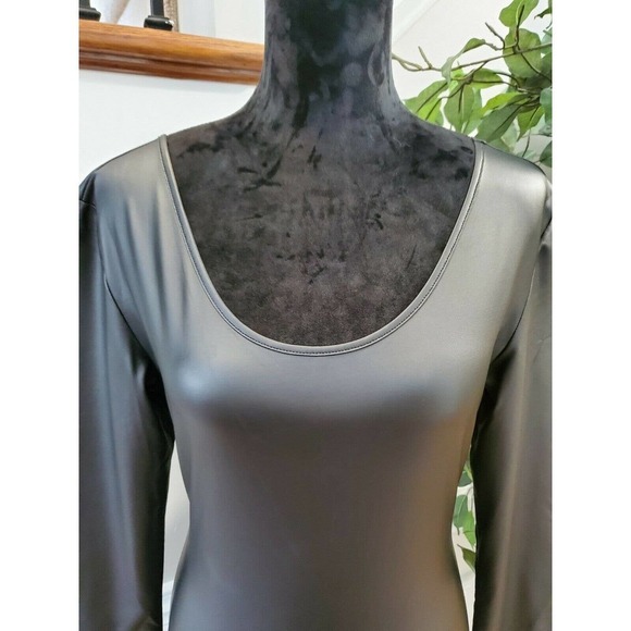 Swoon Women's Solid Black Polyester Scoop Neck Long Sleeve Knee Length Dress M - Picture 5 of 10